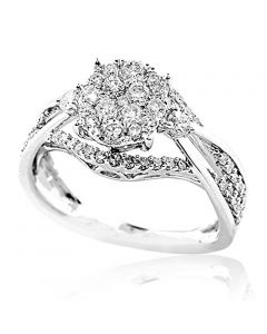 0.75ct Diamond Wedding Ring 10K White Gold 10.5mm Wide