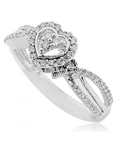 10K White Gold Heart Ring 0.33ctw Diamonds Engagement Gift Ring