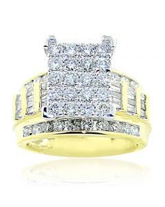 2ct Diamond Wedding ring 3 in 1 Style 10K Yellow Gold 11.5mm Wide
