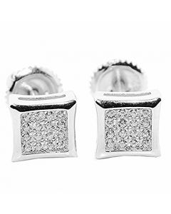 Mens Or Womens Stud Earrings Silver Silver Kite Small CZ Screw Back 7MM