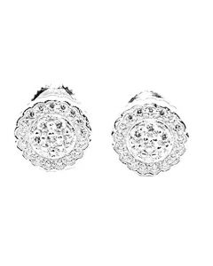 Womens Stud Earrings Silver Round Cluster CZ Screw Back 9MM