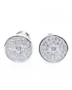 Mens or Womens Stud Earrings Round Cz Fashion Screw Back 9MM Sterling Silver
