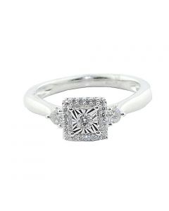 10K White Gold Vintage Diamond Engagement Ring 0.32cttw