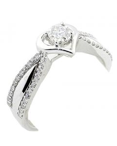 1/3cttw Diamond Heart Engagement Promise Ring 10K White Gold