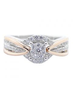 14K White Gold And Rose Gold Tone Bridal Wedding Ring 9mm Wide 0.68cttw Diamonds