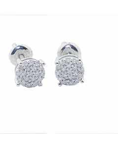 Round Cluster Earrings 0.24cttw Diamonds Sterling Silver 6.5mm Wide
