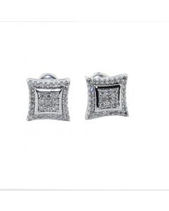 1/4cttw Diamond Earrings Kite Shaped Pave Set Screw Back 8.5mm Wide