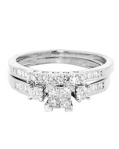 Princess Cut Diamond Wedding Rings Set 10K White Gold 0.6cttw Diamond