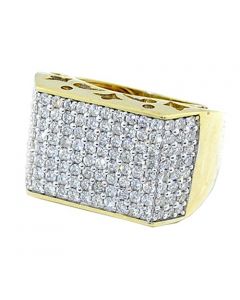 3cttw Mens Large Diamond Pinky Fashion Ring 10K Yellow Gold 18mm Wide