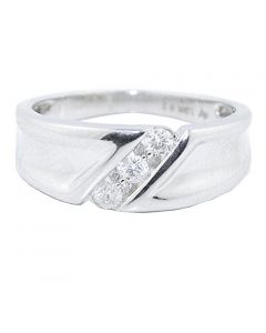 10K White Gold Mens Wedding Band 1/4cttw Diamonds 8mm Wide
