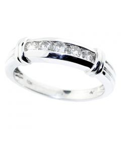 1/2cttw Diamond Mens Wedding Band 10K White Gold 5mm Wide