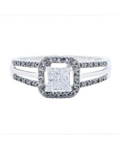 1/4cttw Diamond Bridal Engagement Ring Ring 10K White Gold Black And White diamonds