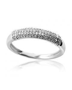 0.18cttw Diamond Anniversary Wedding Band 10K White Gold Domed 4mm Wide
