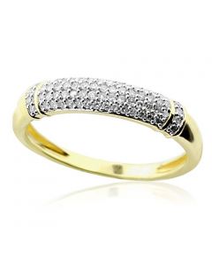 0.18cttw Diamond Anniversary Wedding Band 10K Yellow Gold Domed 4mm Wide