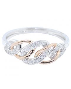 10K White Gold Anniversary Ring 0.08ctw Diamonds Two Tone 7mm Wide