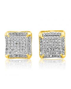 10K Yellow Gold Diamond Earrings Screw on Square Fancy Mens 0.29cttw
