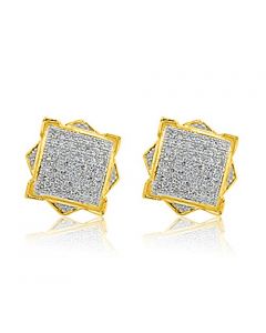 10K Yellow Gold Diamond Earrings 0.3cttw Screw on Fancy Mens
