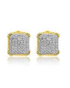 10K Yellow Gold Diamond Earrings 0.22cttw Screw on Earrings Fancy Mens