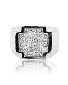 2cttw Princess Cut Diamond Mens Ring Pinky Fashion 14K White Gold