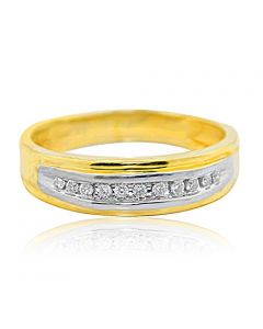 10K Gold Mens Wedding Band Ring Two Tone 0.2cttw Diamonds