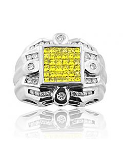 1.1 cttw Diamond Mens Diamond Pinky Fashion Ring 14K White Gold Princess Cut