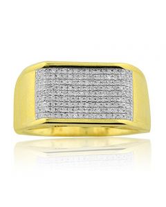 10K Yellow Gold Wedding Band Ring 0.3cttw Diamonds 11mm Wide Mens