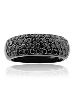 2ctw Diamond Mens Wedding Band Black Diamonds 9mm Wide Black-Tone Silver