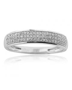 10K White Gold Wedding Band Mens 0.2cttw Diamonds