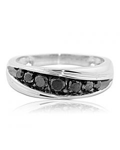 1ctw Black Diamond Wedding Ring Mens 10K White Gold