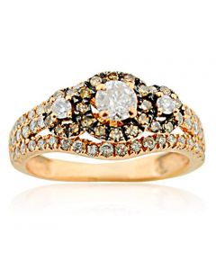 Wedding Ring Brown and White Diamonds 0.75ctw 10K Rose Gold