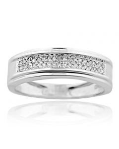 10K White Gold Wedding Ring Mens 0.15ctw Diamonds (i2, I/j color)