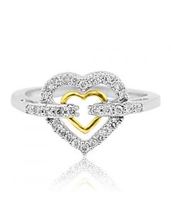 Heart Ring 10K White Gold Two Tone 1/4cttw Diamond