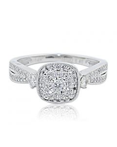 Diamond Engagement Ring Halo Style 0.4cttw 14K White Gold Round Diamond Center