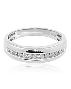 Diamond Mens Diamond Ring wide Comfort Fit 1/4cttw 10K White Gold Ten Round Diamonds
