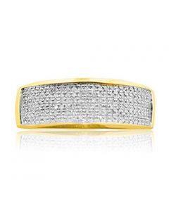 Diamond Mens Wedding Ring Diamond Extra Wide 1/3cttw 10K Yellow Gold Pave Set Diamonds