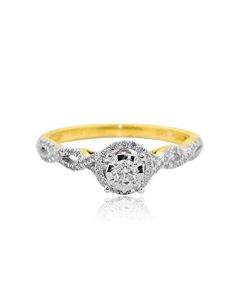 Diamond Engagement Ring Infinity Style 1/4cttw 14K Yellow Gold Halo
