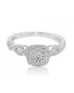 Diamond Engagement Ring Halo Style 0.35cttw 14K White Gold Infinity Sides