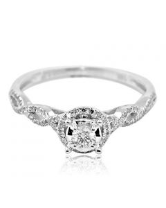Diamond Engagement Ring Infinity Style 1/4cttw 14K White Gold Halo