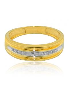 Diamond Wedding Band Mens 1/10cttw 10K Yellow Gold Two Tone