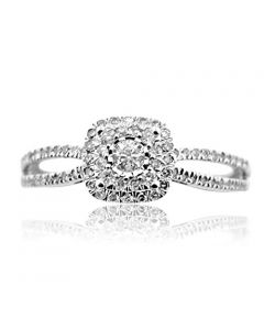 Diamond Engagement Ring Halo Style 0.35cttw 14K White Gold Split Shoulder
