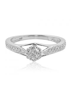 Diamond Engagement Ring Promise Ring 1/4cttw 14K White Gold Flower Setting