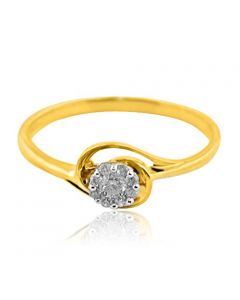 Diamond Engagement Ring Flower Set Diamonds 0.12cttw 10K Yellow Gold Promise Ring