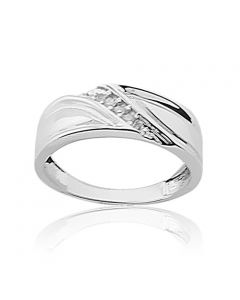 Diamond Wedding Band Wide 0.08cttw 10K White Gold Mens