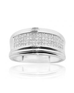 Diamond Wedding Band Wide Comfort Fit 1cttw 14K White Gold Princess Cut Diamond