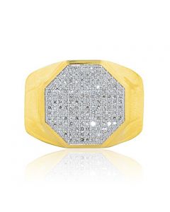 Diamond Mens Diamond Ring Pinky 1/2cttw 10K Yellow Gold Stop Sign