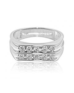 Diamond Wedding Band Mens Comfort Fit 1/2cttw 14K White Gold Two Rose Diamonds