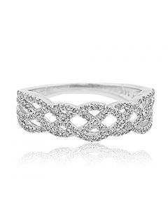 Diamond Ladies Ring Infinity Wedding Band Anniversary Ring 1/3cttw 14k White Gold Woven