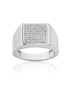 Diamond Mens Diamond Ring Fashion 0.3cttw 10K White Gold Pinky Wide