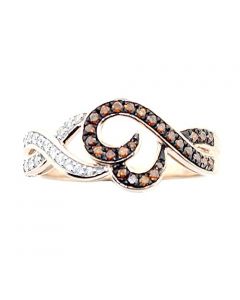 Cognac Diamond White Diamond Heart Infinity Ring 10K Rose gold 0.24cttw