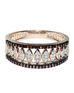 Cognac Diamond Anniversary Gift Ring 10K Rose Gold 1/4cttw 7mm Wide
